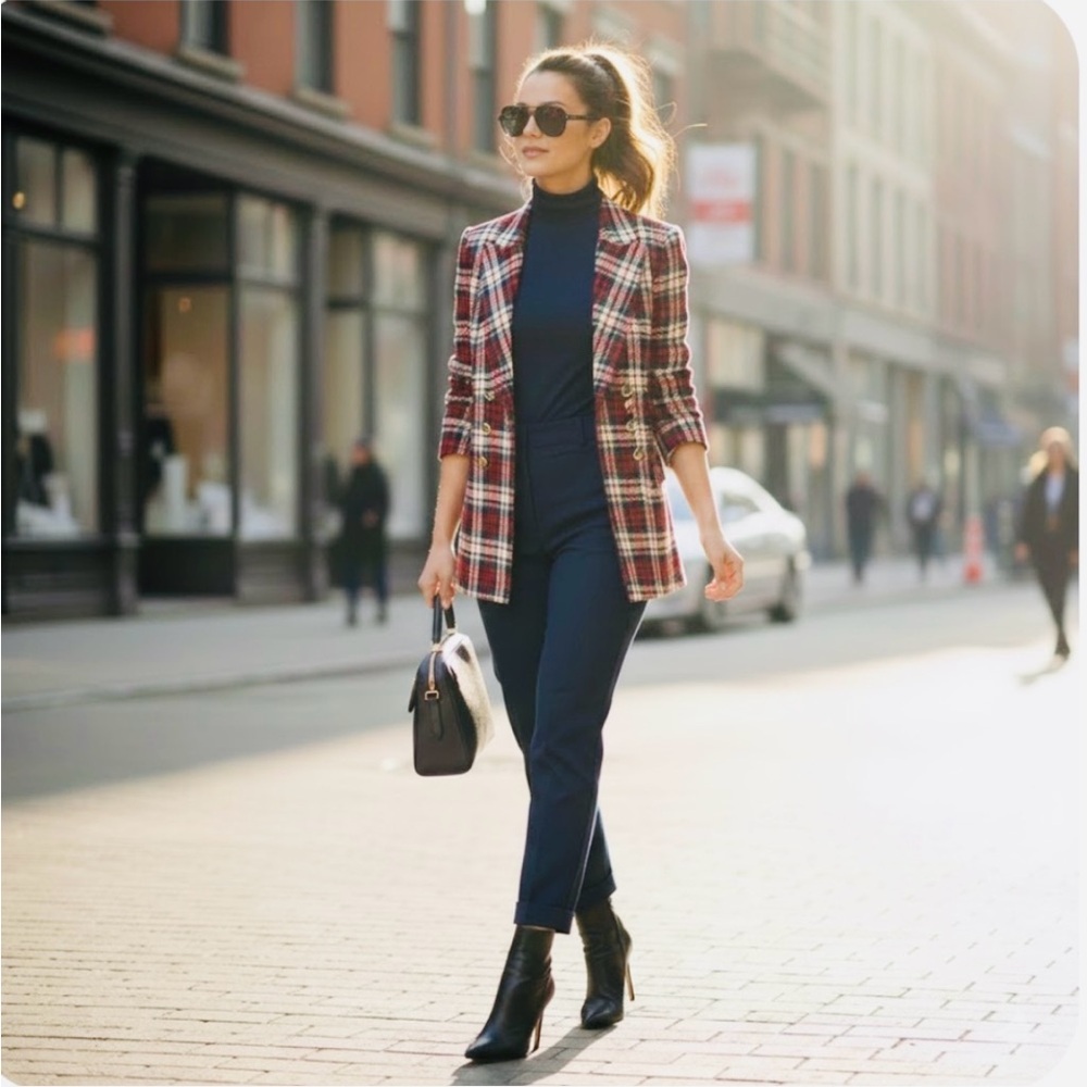 Jessica Checkered Pea Coat